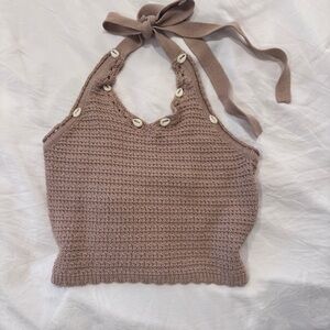 Sincerely Jules Knitted Crop Top in Taupe